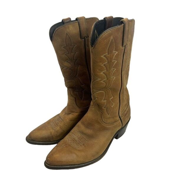 Other - VTG Men's Code West Western Boots Honey Brown Size 8.5- M All Leather Made 🇺🇸